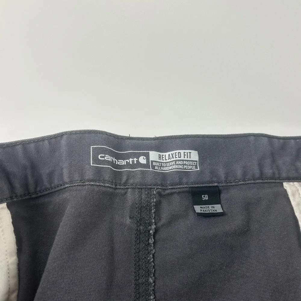 Carhartt Mens 50 Relaxed Fit Rugged Flex Canvas Cargo Utility Work Shorts Grey
